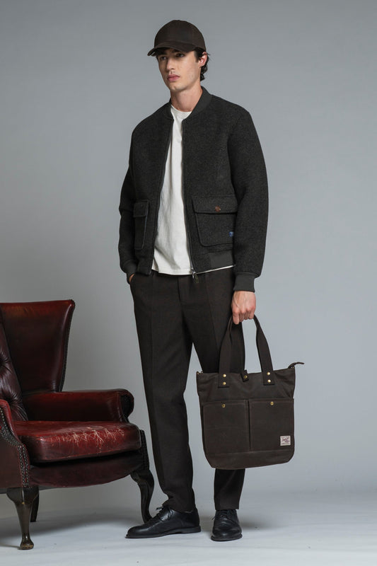 Giacca Bomber Cameron Mix Wool Military Green