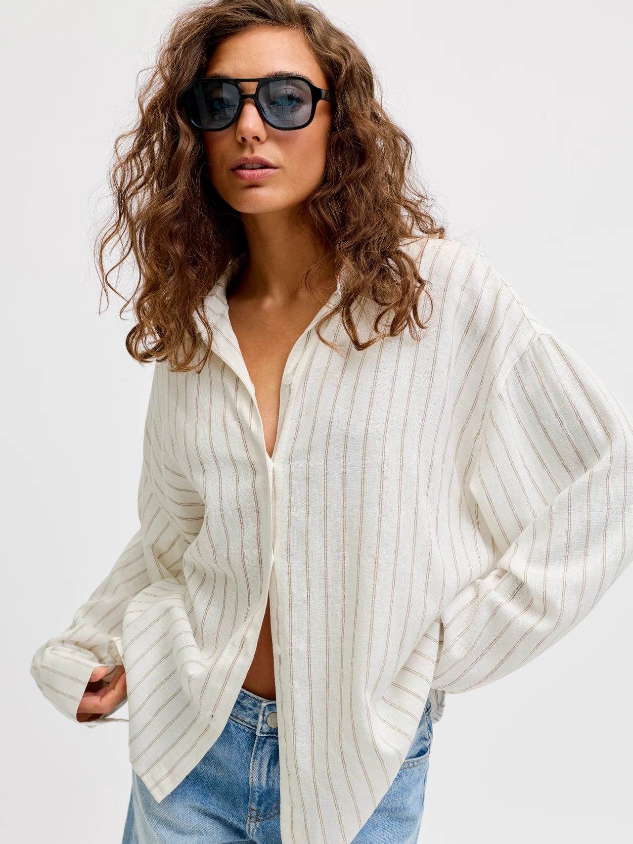 Camicia Almira Linen Blanc De Blanc