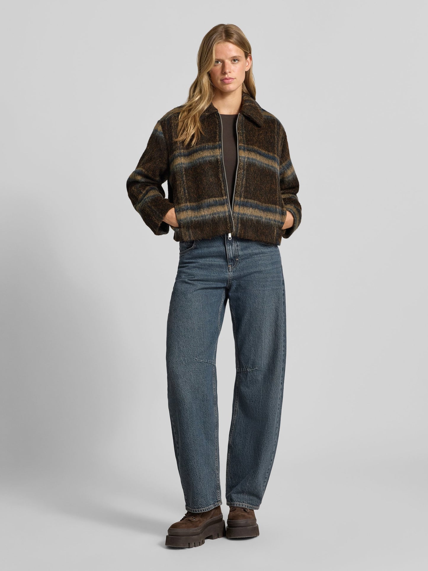 Giacca Kate Check Coffee Bean