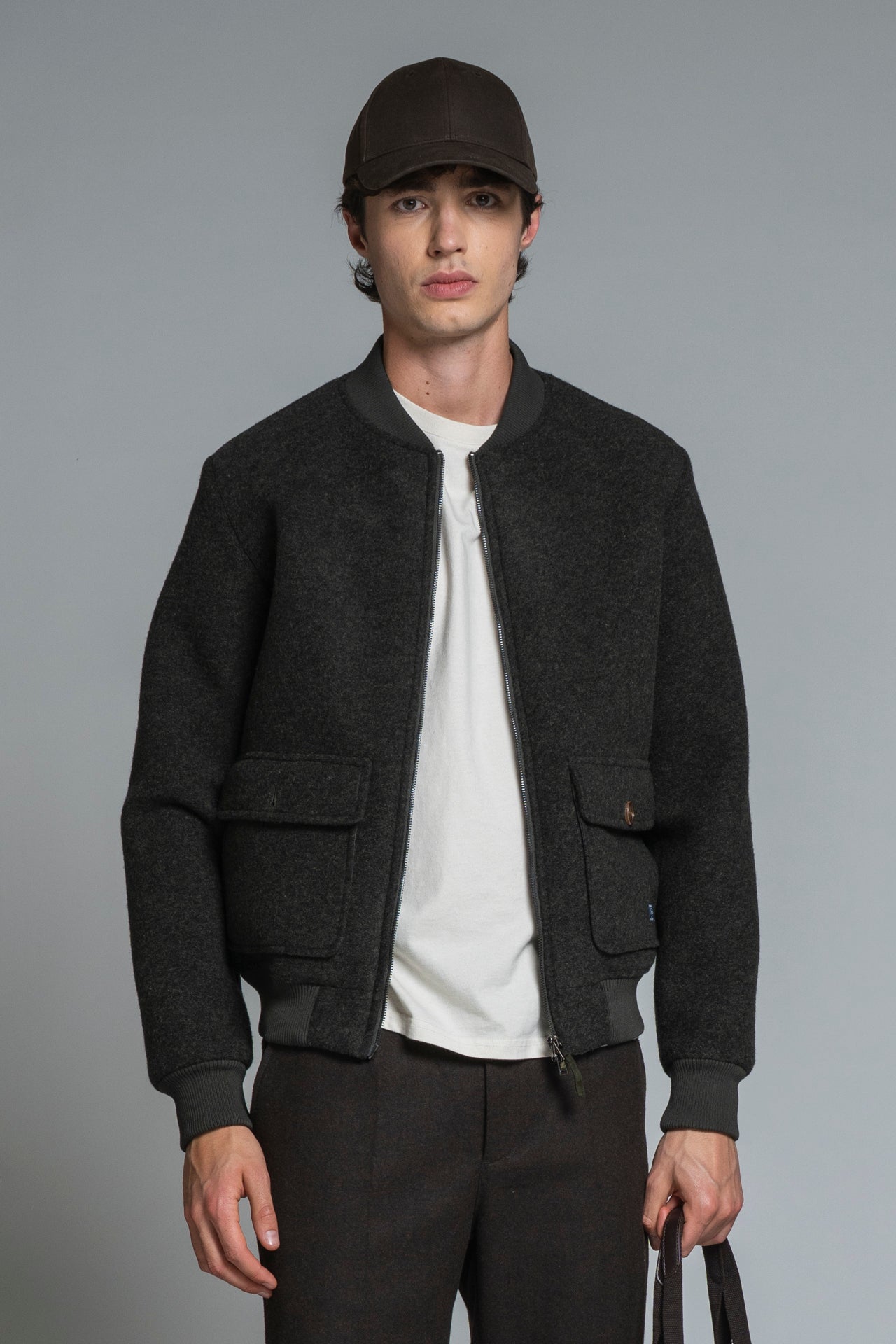 Giacca Bomber Cameron Mix Wool Military Green