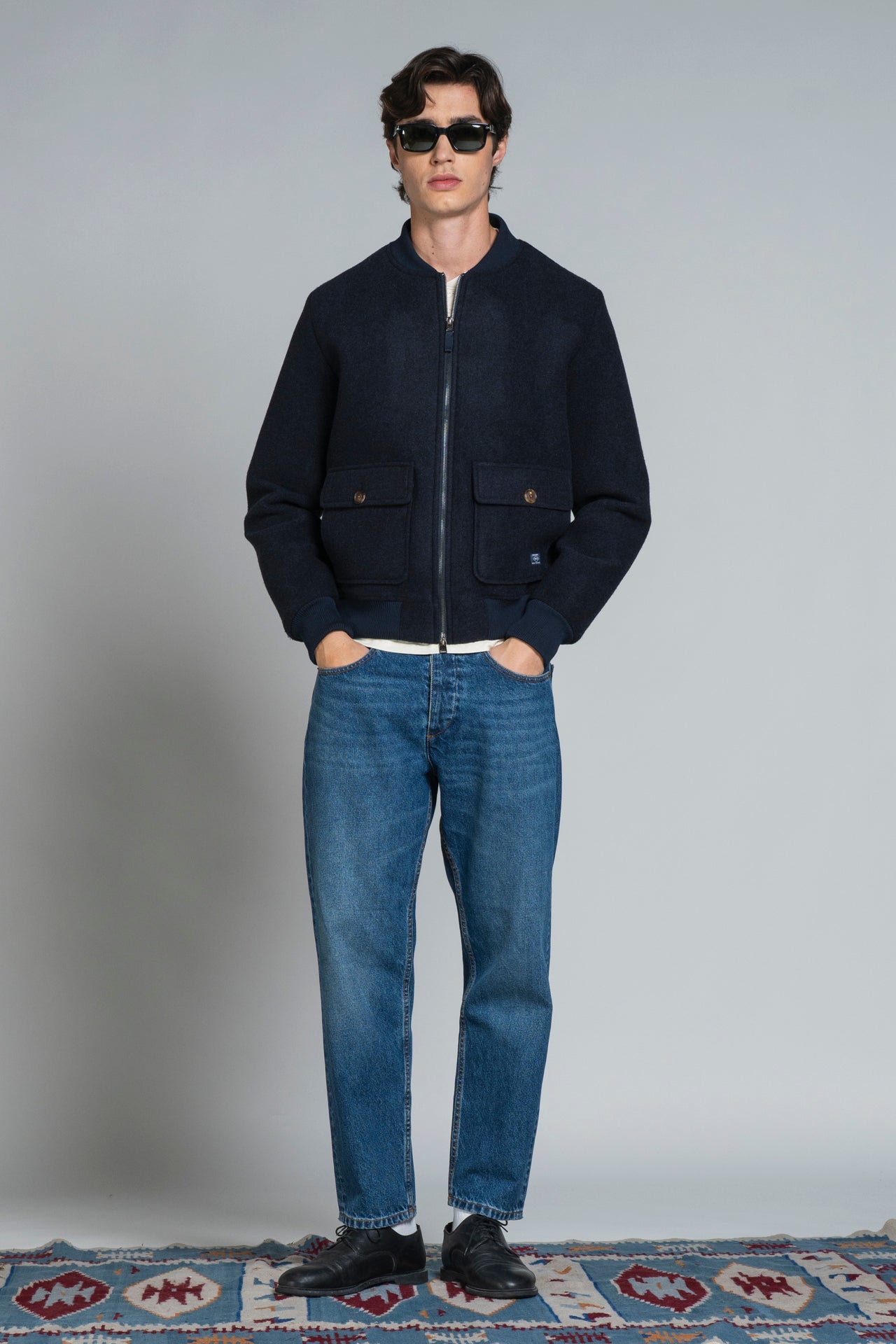 Giacca Bomber Cameron Mix Wool Navy