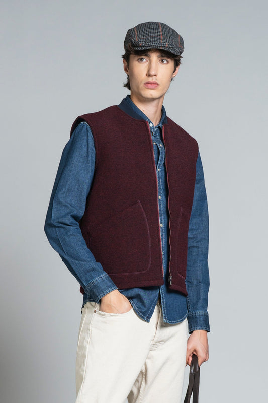 Gilet Terry Mix Wool Bordeaux