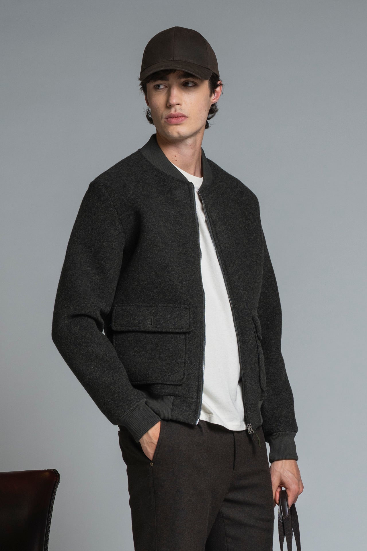 Giacca Bomber Cameron Mix Wool Military Green