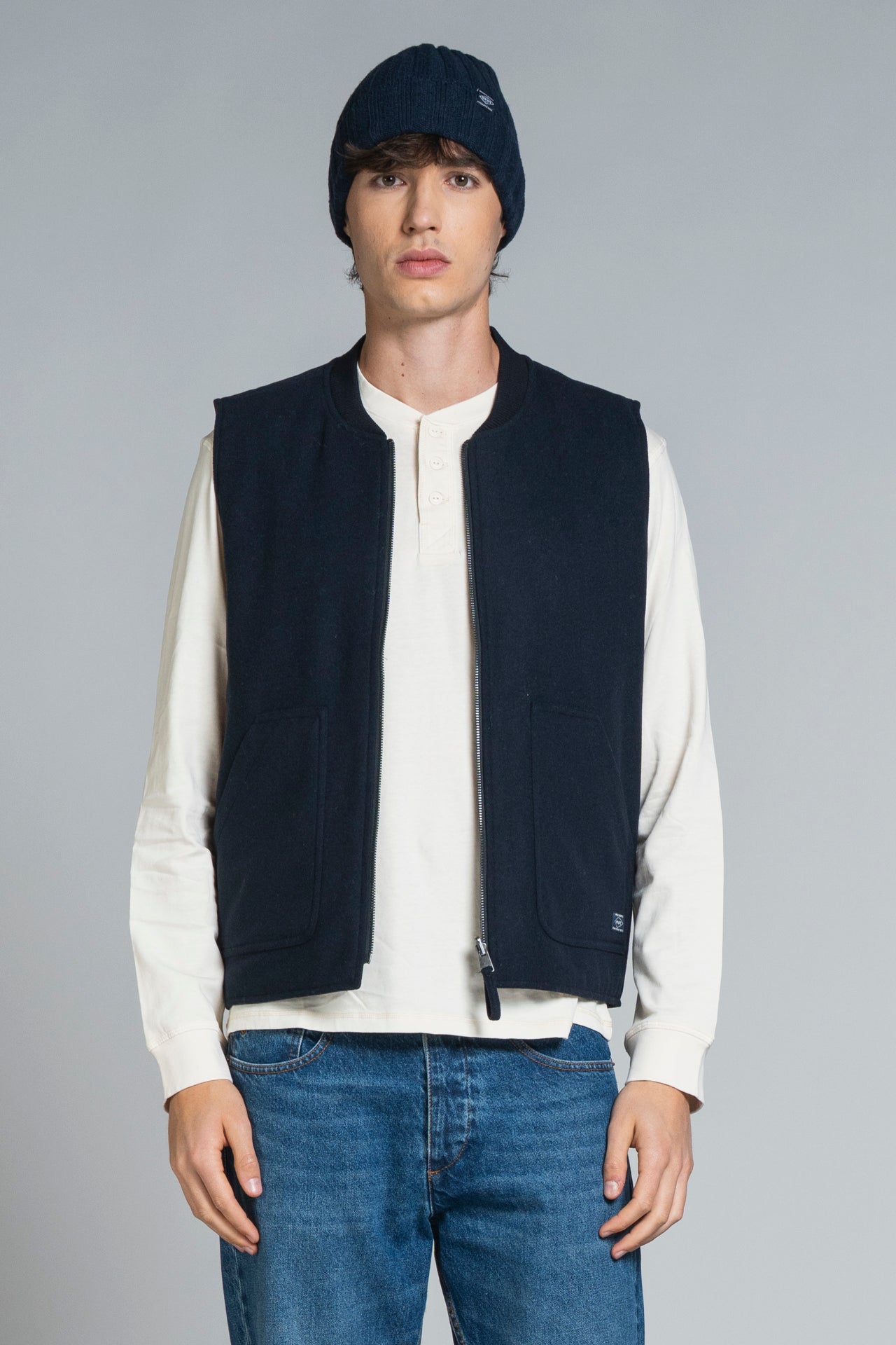 Gilet Martin Mix Wool Navy Double Face
