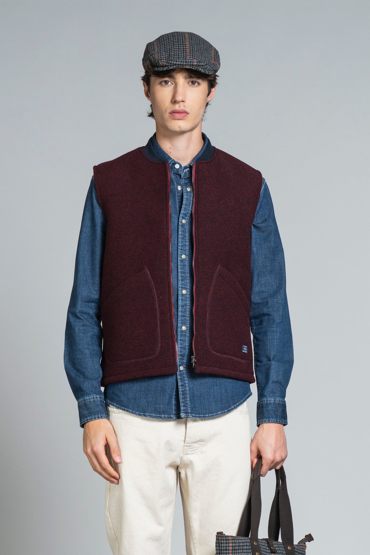 Gilet Terry Mix Wool Bordeaux