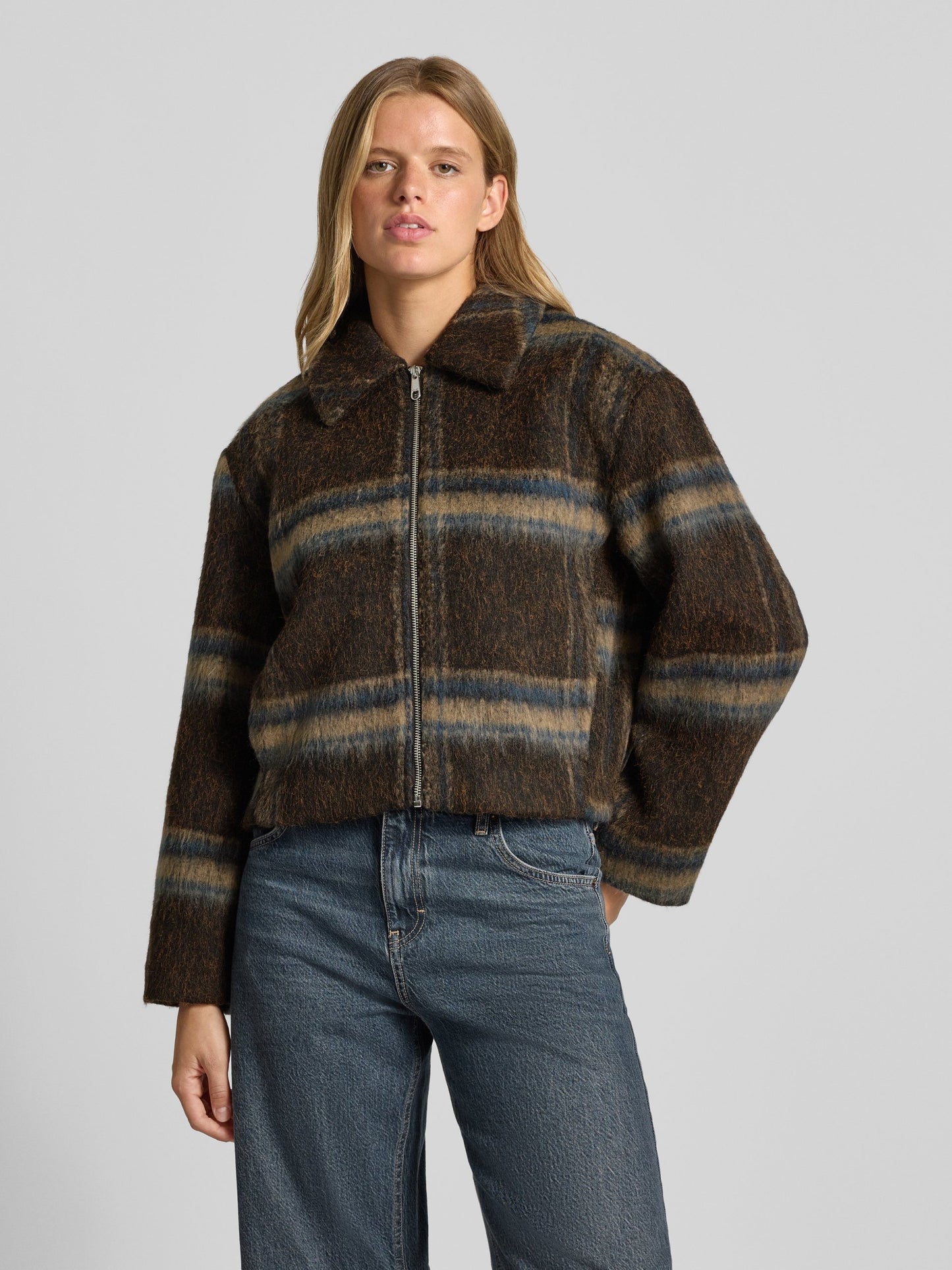 Giacca Kate Check Coffee Bean