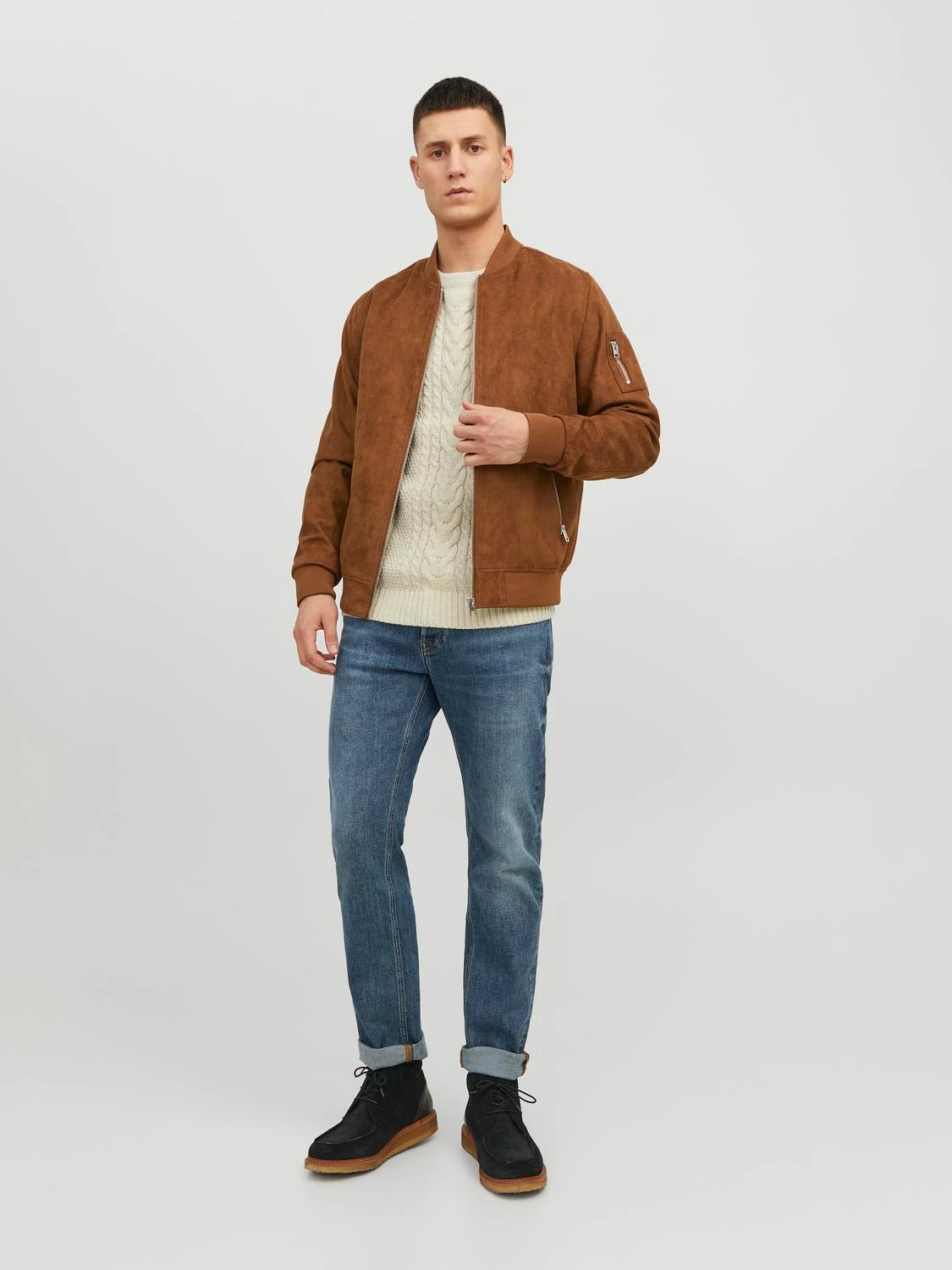 Giacca Rocky Bomber Suede Cognac