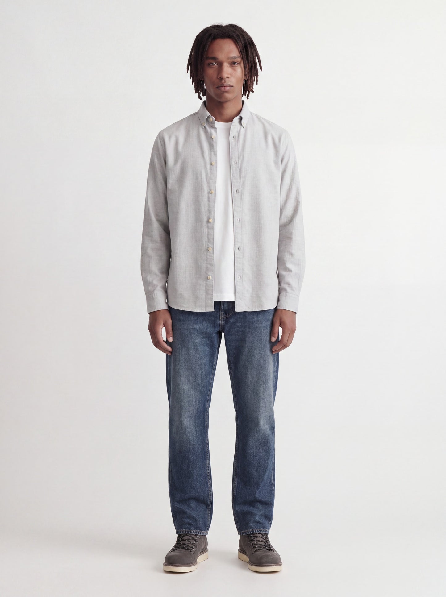 Camicia Harvey Twill Light Grey Melange