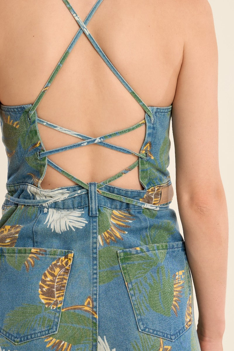 Salopette Denim Printed